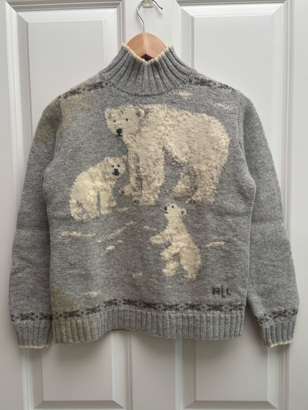 Vintage Polar Bear Lambswool Mock Neck Sweater Flawed Gem | Ralph Lauren